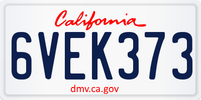 CA license plate 6VEK373