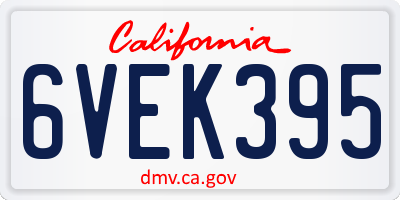 CA license plate 6VEK395
