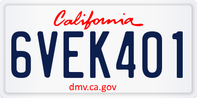 CA license plate 6VEK401