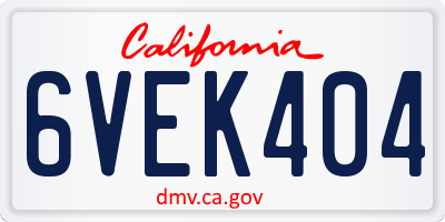 CA license plate 6VEK404