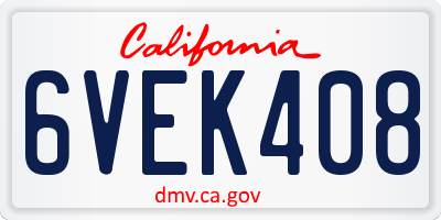 CA license plate 6VEK408
