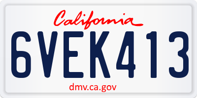 CA license plate 6VEK413