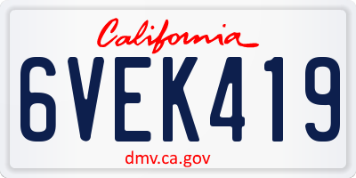 CA license plate 6VEK419