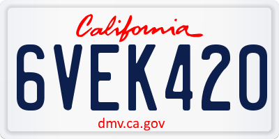 CA license plate 6VEK420