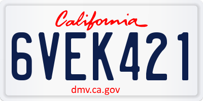 CA license plate 6VEK421