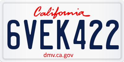 CA license plate 6VEK422