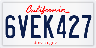 CA license plate 6VEK427