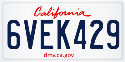 CA license plate 6VEK429