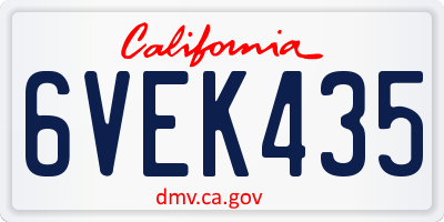 CA license plate 6VEK435