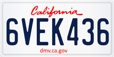 CA license plate 6VEK436
