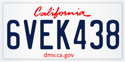 CA license plate 6VEK438