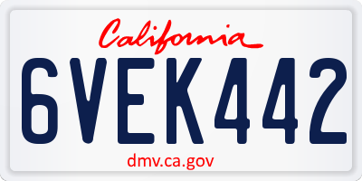 CA license plate 6VEK442