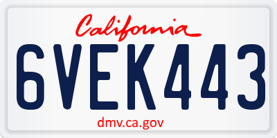 CA license plate 6VEK443