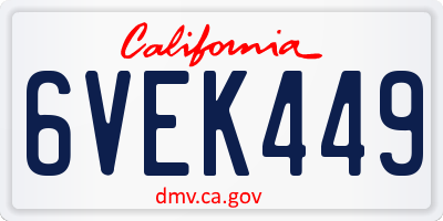 CA license plate 6VEK449