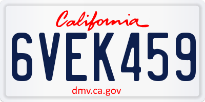 CA license plate 6VEK459