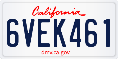CA license plate 6VEK461
