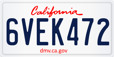 CA license plate 6VEK472
