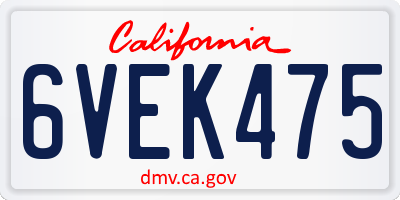 CA license plate 6VEK475