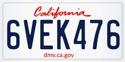 CA license plate 6VEK476