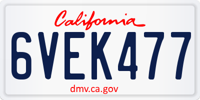 CA license plate 6VEK477