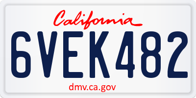 CA license plate 6VEK482