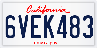 CA license plate 6VEK483