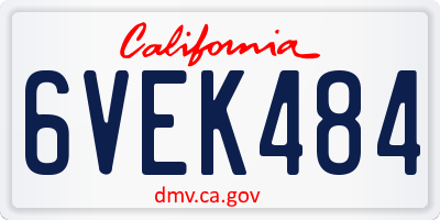 CA license plate 6VEK484