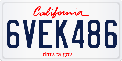 CA license plate 6VEK486