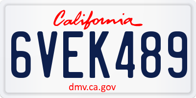 CA license plate 6VEK489