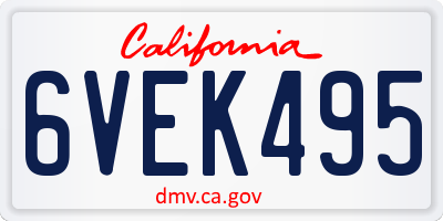CA license plate 6VEK495