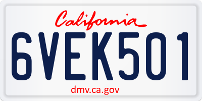 CA license plate 6VEK501