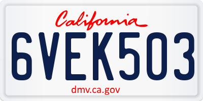 CA license plate 6VEK503