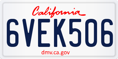 CA license plate 6VEK506