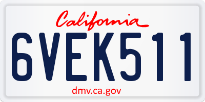 CA license plate 6VEK511