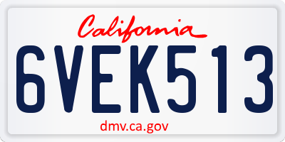 CA license plate 6VEK513