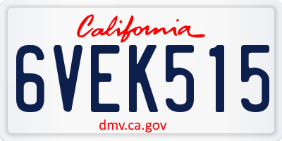 CA license plate 6VEK515