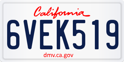CA license plate 6VEK519
