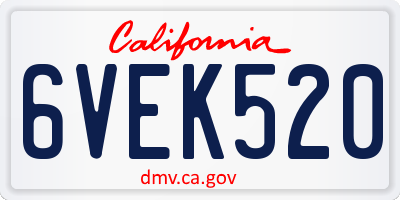 CA license plate 6VEK520