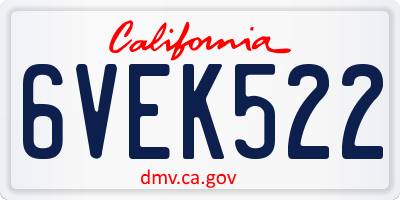 CA license plate 6VEK522