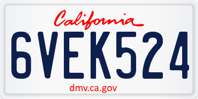 CA license plate 6VEK524