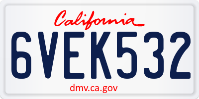 CA license plate 6VEK532