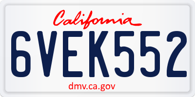 CA license plate 6VEK552