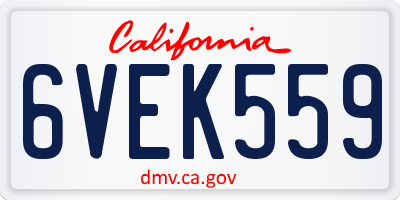 CA license plate 6VEK559