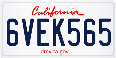 CA license plate 6VEK565