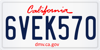 CA license plate 6VEK570