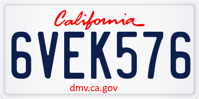 CA license plate 6VEK576