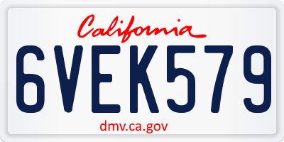 CA license plate 6VEK579