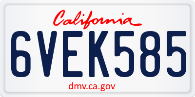 CA license plate 6VEK585