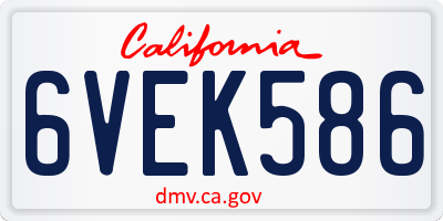CA license plate 6VEK586