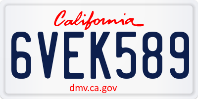 CA license plate 6VEK589